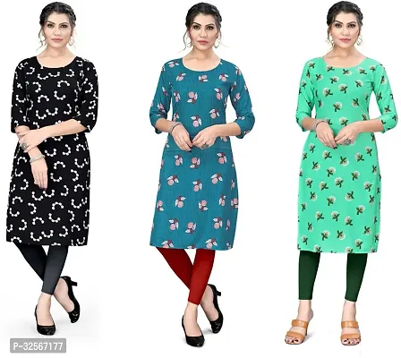 Reliable Crepe Printed Kurta For Women- Pack Of 3