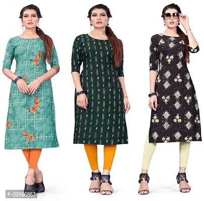 Reliable Crepe Printed Kurta For Women- Pack Of 3-thumb0