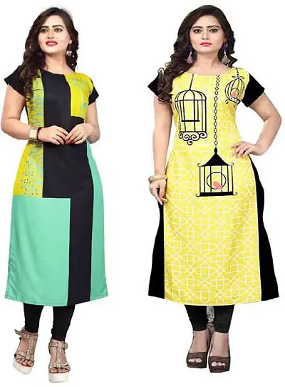 Stylish Women Crepe Casual Kurta Pack of 2