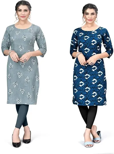 Pack Of 2- Printed Crepe Kurta