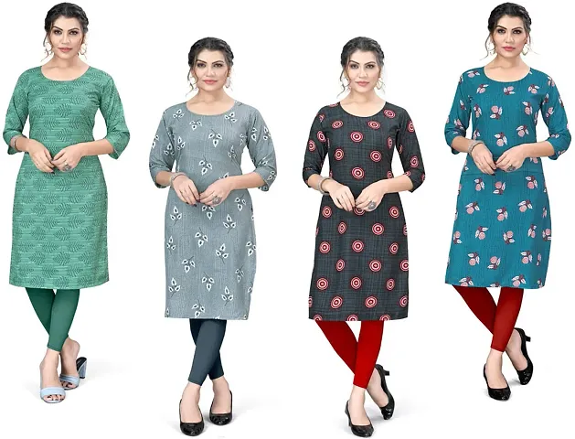 Stylish A-Line Crepe Kurta Pack Of 4