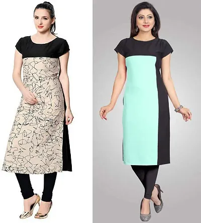 Stylish Crepe Kurta For Women Pack Of 2