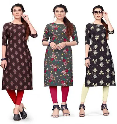 Pack Of 3- Printed Crepe Kurta