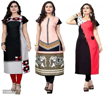 Reliable Crepe Printed Kurta For Women- Pack Of 3