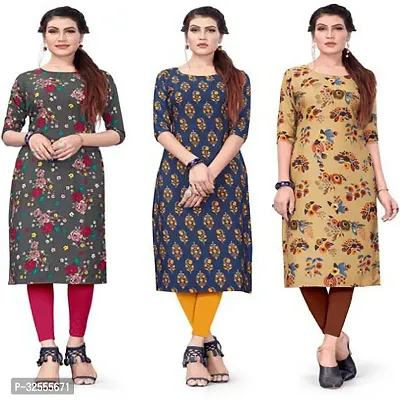 Fancy Crepe Kurtas For Women Combo Of 3-thumb0