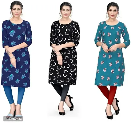 Stylish Crepe Stitched Kurta For Women Combo Of 3-thumb0