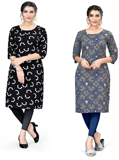 Stylish Printed Crepe Kurta For Pack Of 2 Vol 3