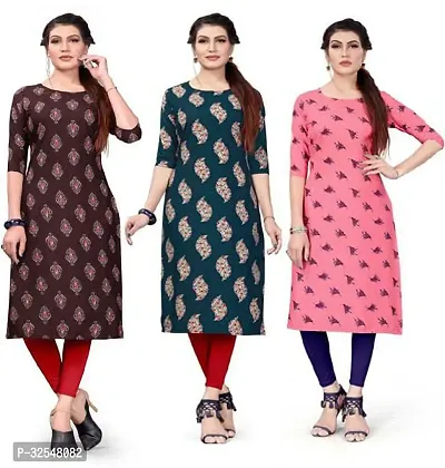 Beautiful Crepe Printed Kurta For Women Pack of 3-thumb0