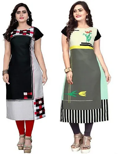 Pack Of 2- Printed Crepe Kurta