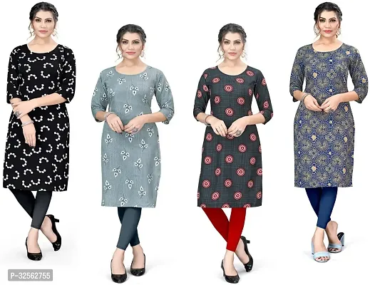 Stylish Crepe Stitched Kurta For Women Combo Of 4