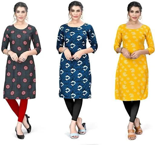 Stylish A-Line Crepe Kurta Pack Of 3