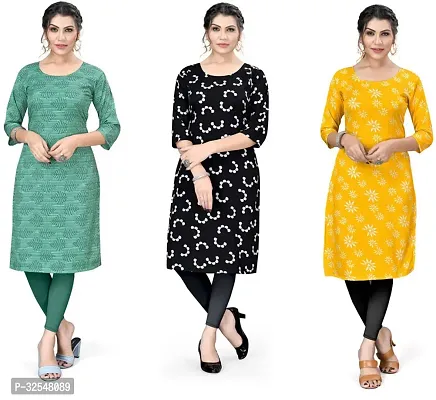 Beautiful Crepe Printed Kurta For Women Pack of 3