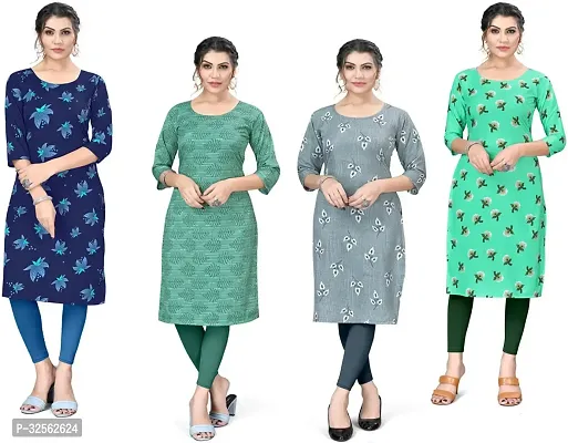 Stylish Crepe Stitched Kurta For Women Combo Of 4-thumb0