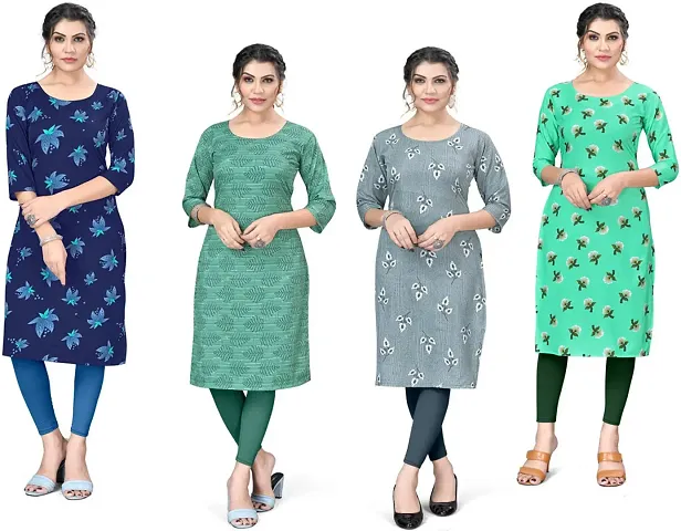 Stylish A-Line Crepe Kurta Pack Of 4