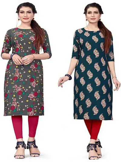 Stylish Crepe Kurta For Women Pack Of 2