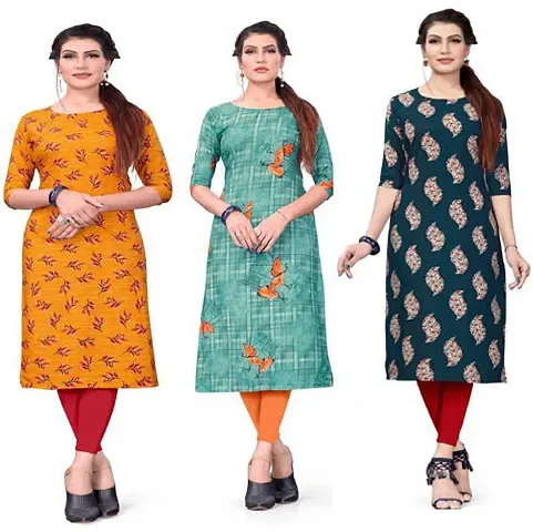 Stylish Fancy Designer Crepe Kurta Pack Of 3