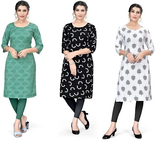 Reliable Crepe Kurta For Women- Pack Of 3