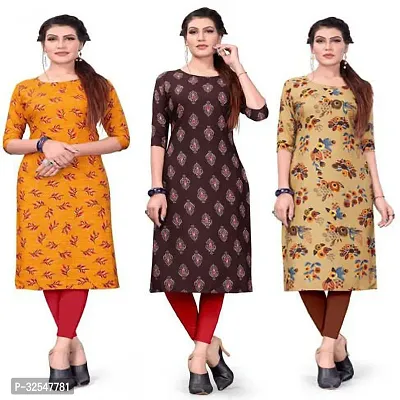 Beautiful Crepe Printed Kurta For Women Pack of 3