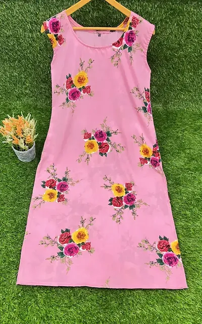 Stylish Crepe Printed Straight Kurtis