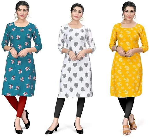 Stylish A-Line Crepe Kurta Pack Of 4