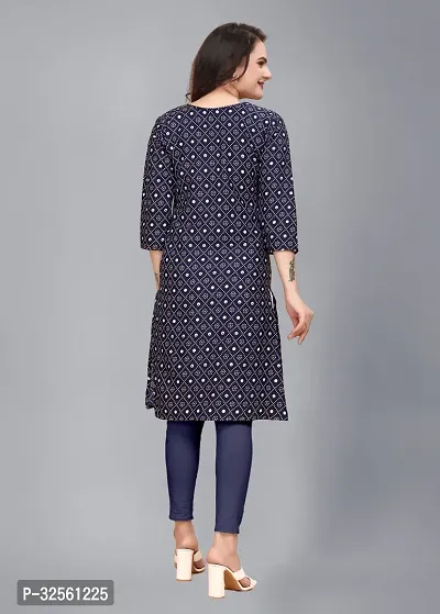 Stylish Blue Crepe Printed Stitched Kurta For Women-thumb2