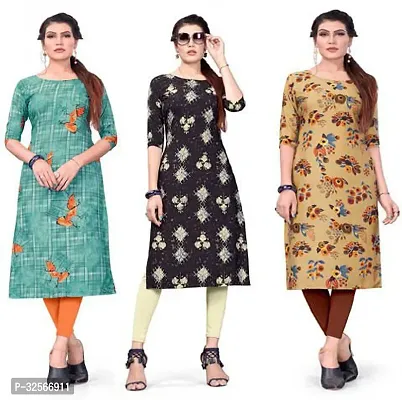 Reliable Crepe Printed Kurta For Women- Pack Of 3