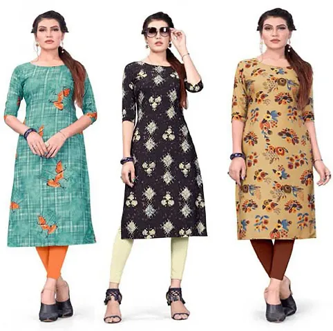 Stylish A-Line Crepe Kurta Pack Of 3