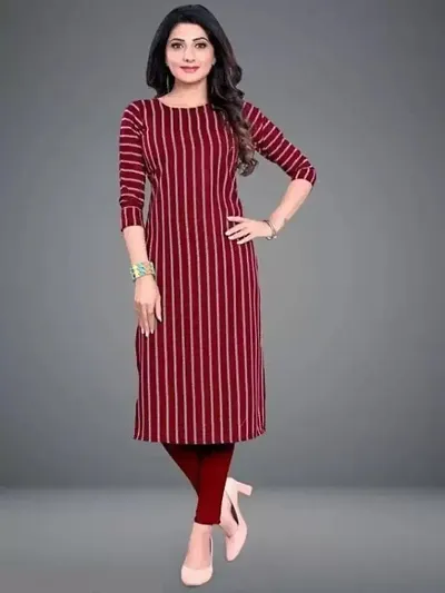 Stylish Crepe Printed Straight Kurtis