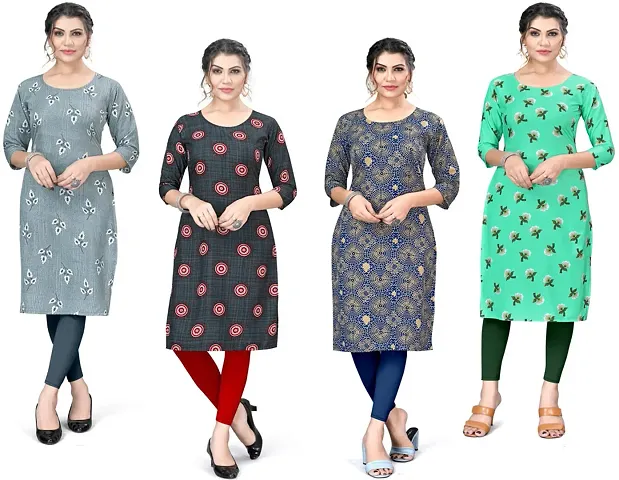 Stylish A-Line Crepe Kurta Pack Of 4