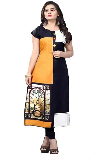 Stylish A-Line Multicoloured Printed Crepe Kurta