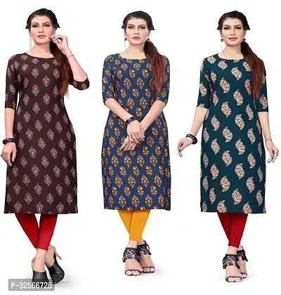 Reliable Crepe Printed Kurta For Women- Pack Of 3