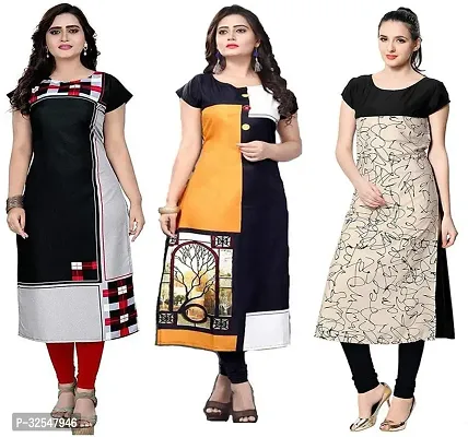 Beautiful Crepe Printed Kurta For Women Pack of 3