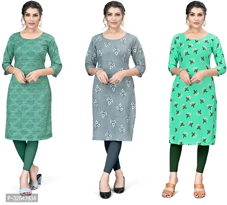 Beautiful Crepe Printed Kurta For Women Pack of 3-thumb0