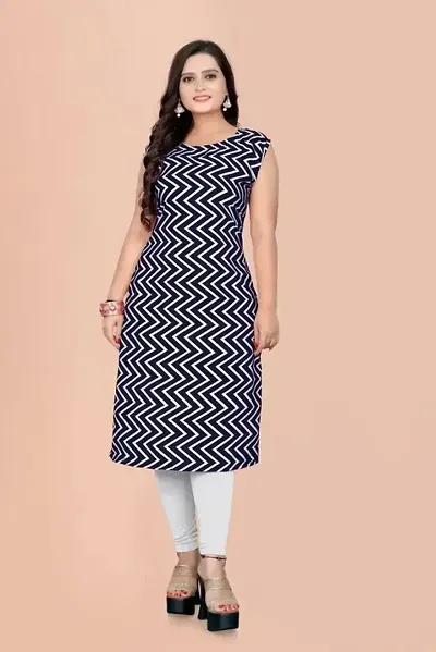 Women Stylish American Crepe Printed Straight Kurti