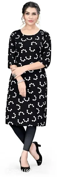 Stylish Black Crepe Printed Stitched Kurta For Women-thumb0