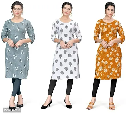 Reliable Crepe Printed Kurta For Women- Pack Of 3