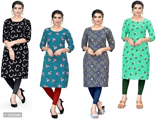 Stylish Crepe Stitched Kurta For Women Combo Of 4