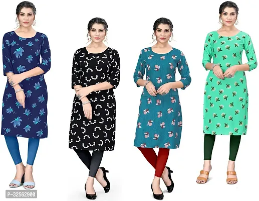 Stylish Crepe Stitched Kurta For Women Combo Of 4-thumb0