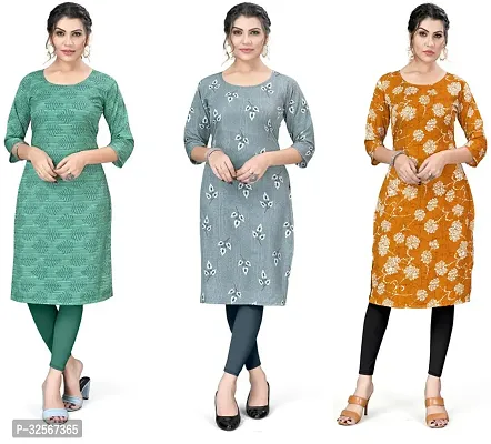 Reliable Crepe Printed Kurta For Women- Pack Of 3-thumb0