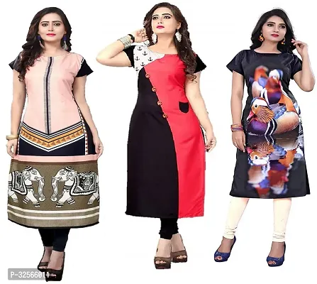 Reliable Crepe Printed Kurta For Women- Pack Of 3-thumb0