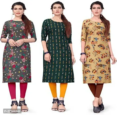 Reliable Crepe Printed Kurta For Women- Pack Of 3