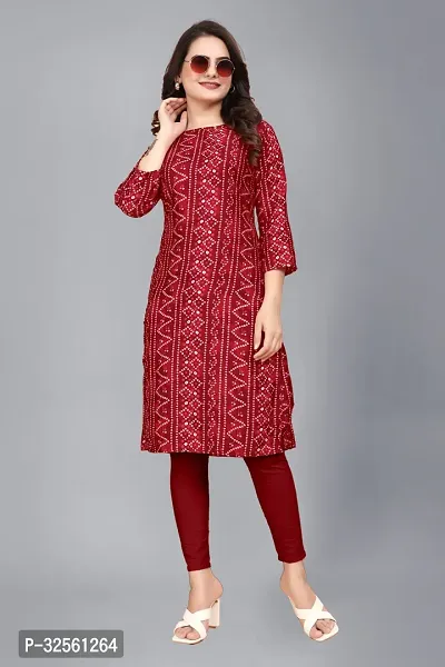 Stylish Maroon Crepe Printed Stitched Kurta For Women-thumb0