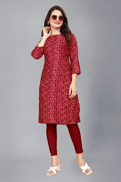 Stylish Crepe Printed Straight Kurti