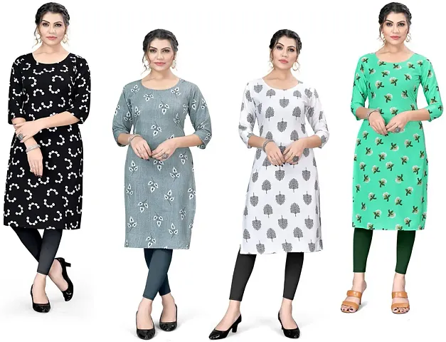 Stylish A-Line Crepe Kurta Pack Of 4