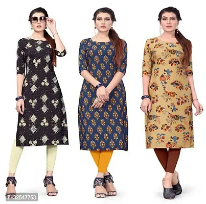 Beautiful Crepe Printed Kurta For Women Pack of 3-thumb0