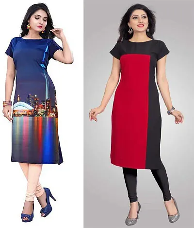 Stylish Crepe Kurta For Women Pack Of 2