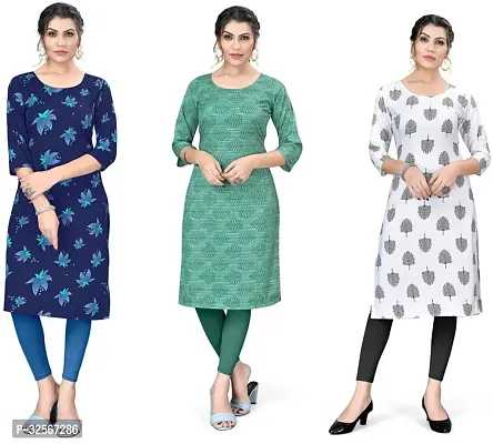 Reliable Crepe Printed Kurta For Women- Pack Of 3