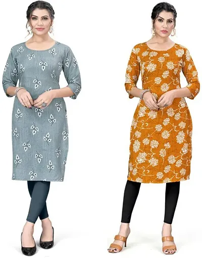 Stylish A-Line Crepe Kurta Combo Of 2