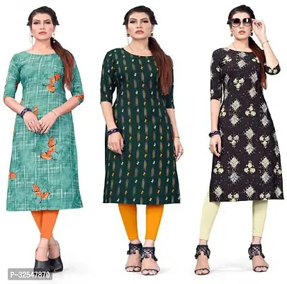 Beautiful Crepe Printed Kurta For Women Pack of 3-thumb0