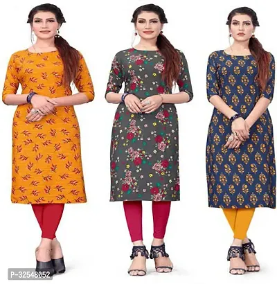 Beautiful Crepe Printed Kurta For Women Pack of 3